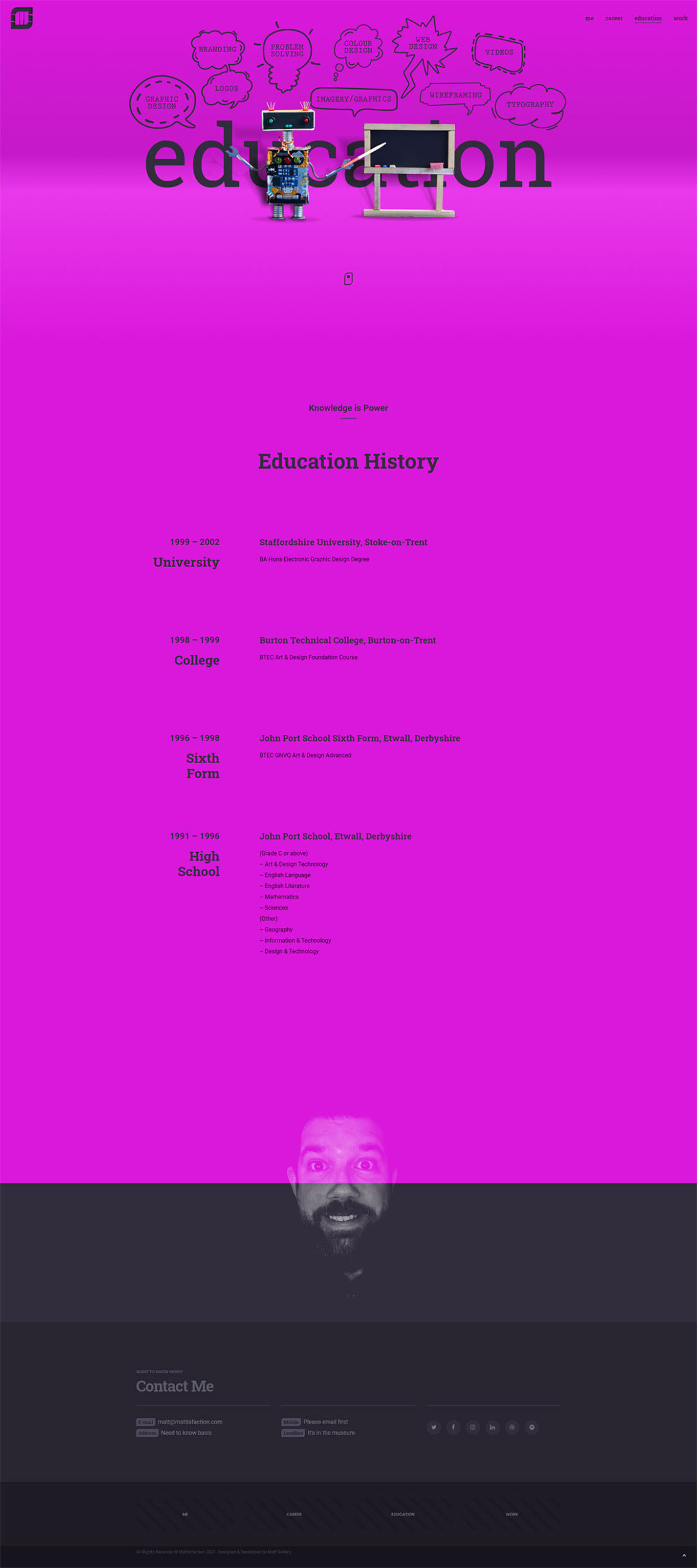 Education Page from Mattisfaction